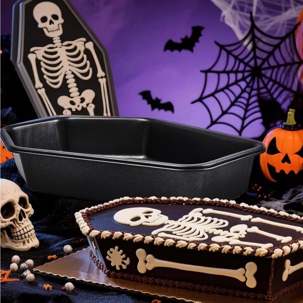 {NEW} 10-inch Coffin Cake Mold with Skull Design